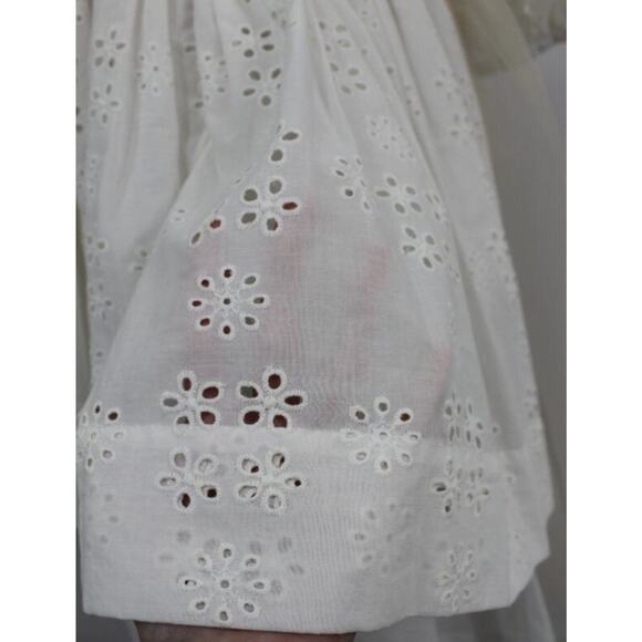Women's Sz 4 6 Ivory Eyelet Platelet Dress Midi Layered - Picture 7 of 16